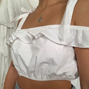 Off the shoulder tie blouse